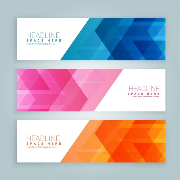 Pack de banners de colores con diseño abstracto