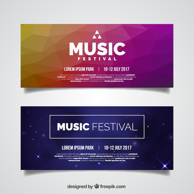 Pack de banners coloridos de festival de música