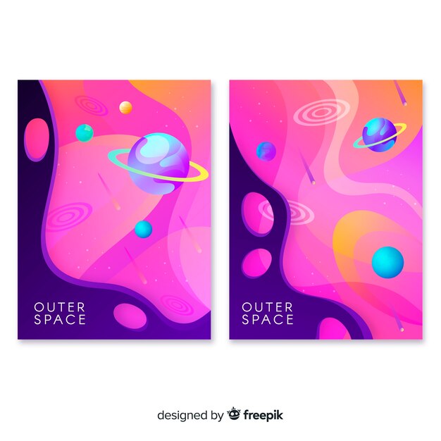 Pack banners galaxia dibujados a mano