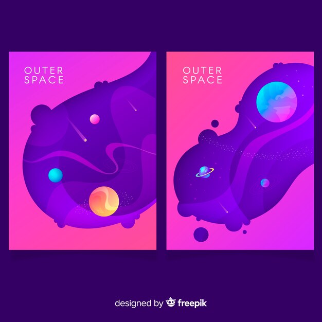 Pack banners galaxia dibujados a mano
