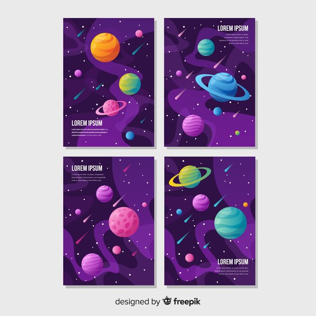 Pack banners galaxia dibujados a mano
