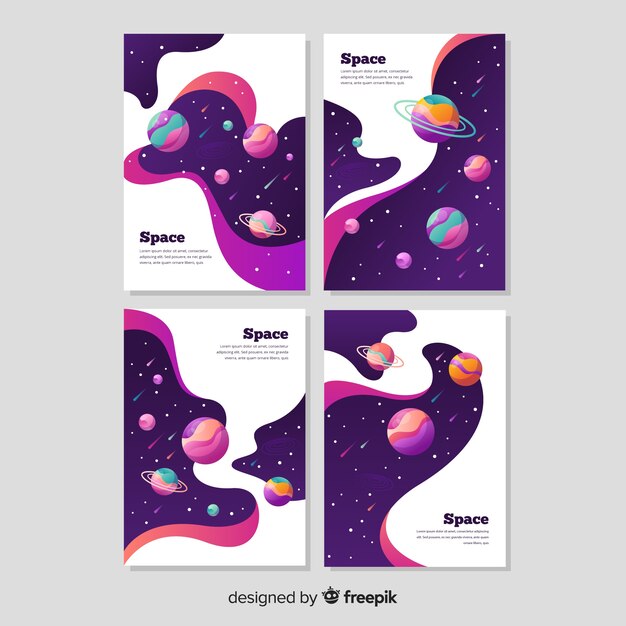 Pack banners galaxia dibujados a mano