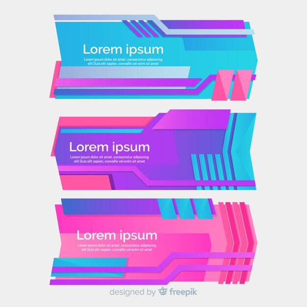 Pack banners geométricos degradados