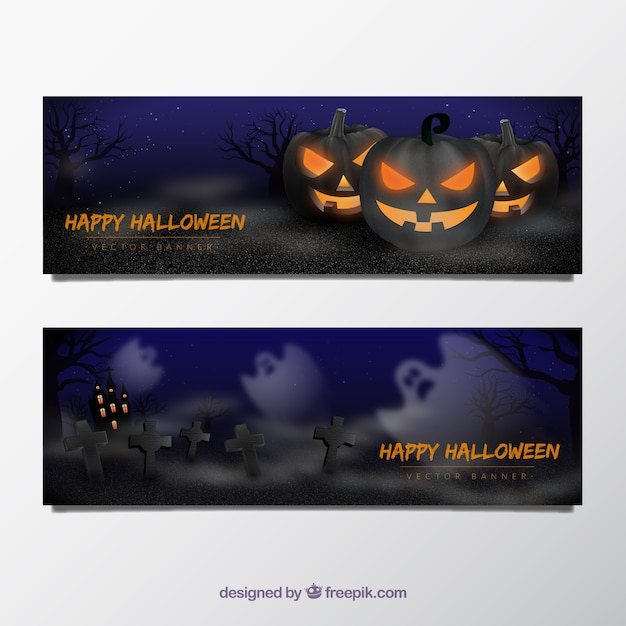 Vector gratuito pack de banners de halloween