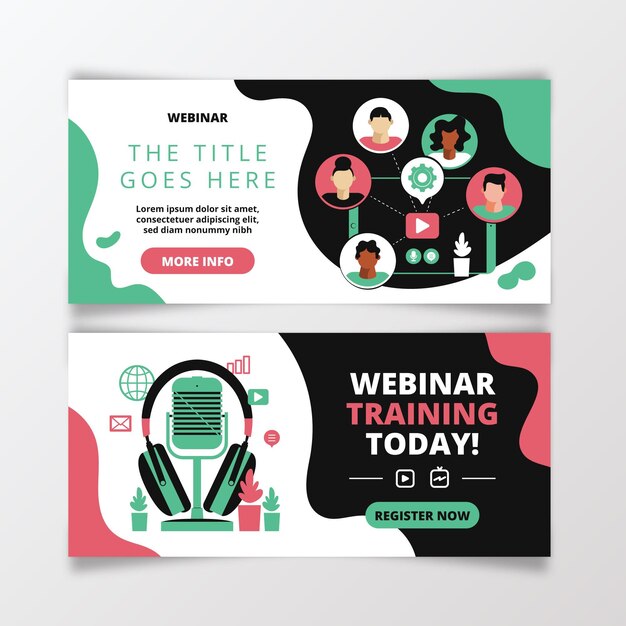 Pack de banners ilustrados para seminarios web