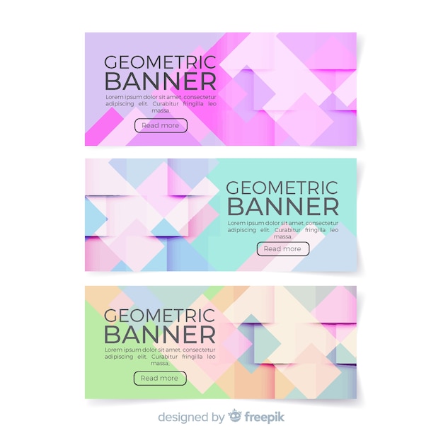 Pack de banners modernos con diseño geométrico