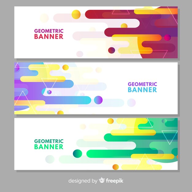 Pack de banners modernos con diseño geométrico