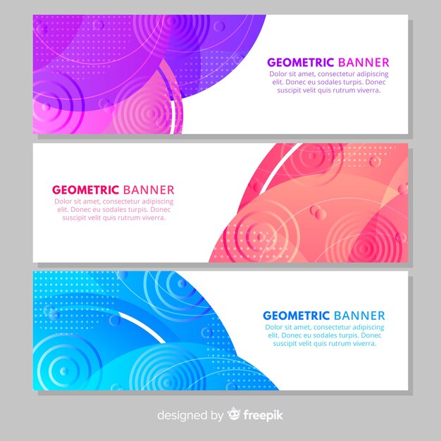 Pack de banners modernos con diseño geométrico