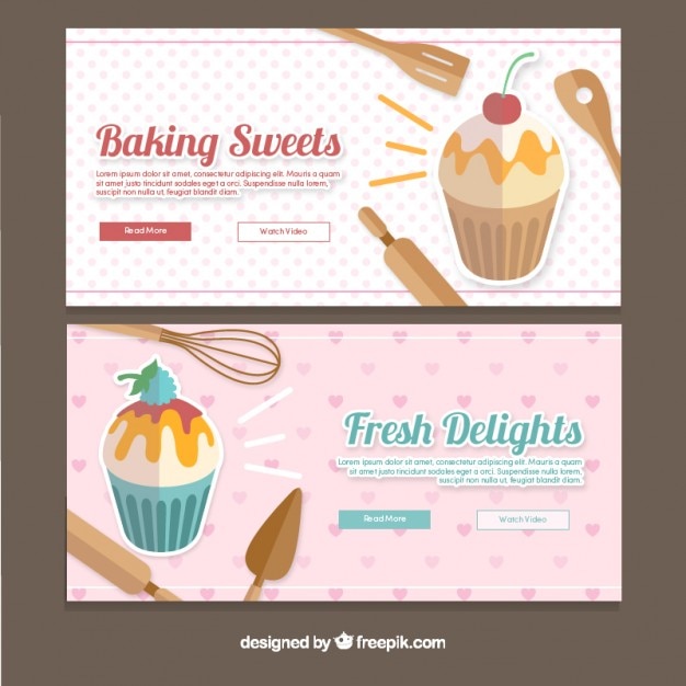 Vector gratuito pack de banners de panadería planos