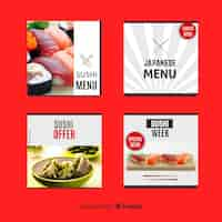 Vector gratuito pack banners planos fotográficos de comida