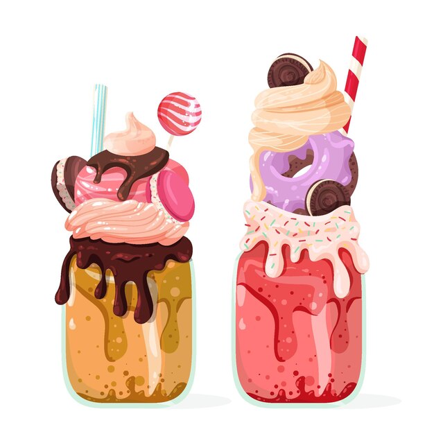 Pack de batidos de monstruos dibujados a mano