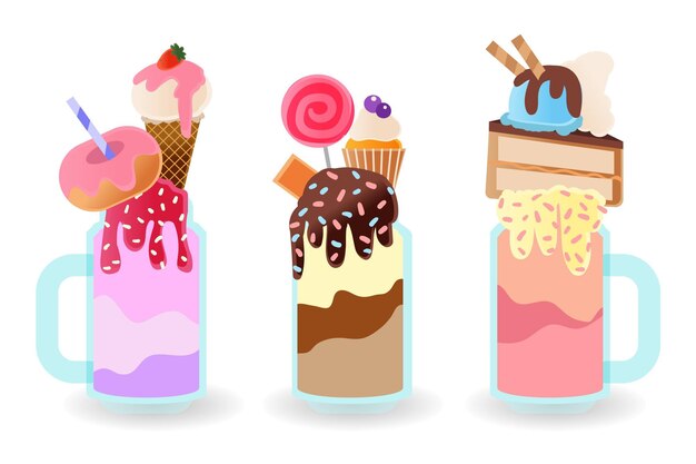 Pack de batidos de monstruos dibujados