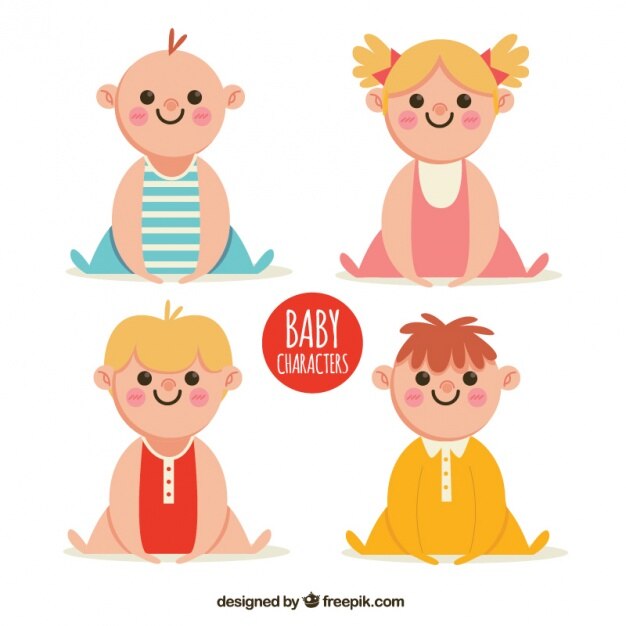 Pack de bebés lindos con caras redondas