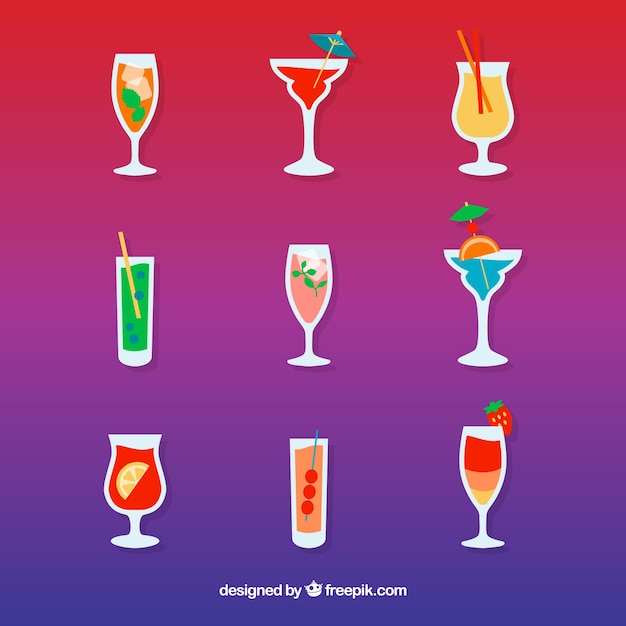 Vector gratuito pack de bebidas coloridas de verano