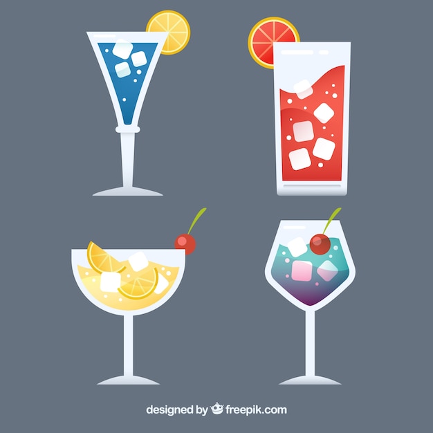 Vector gratuito pack de bebidas en diseño plano