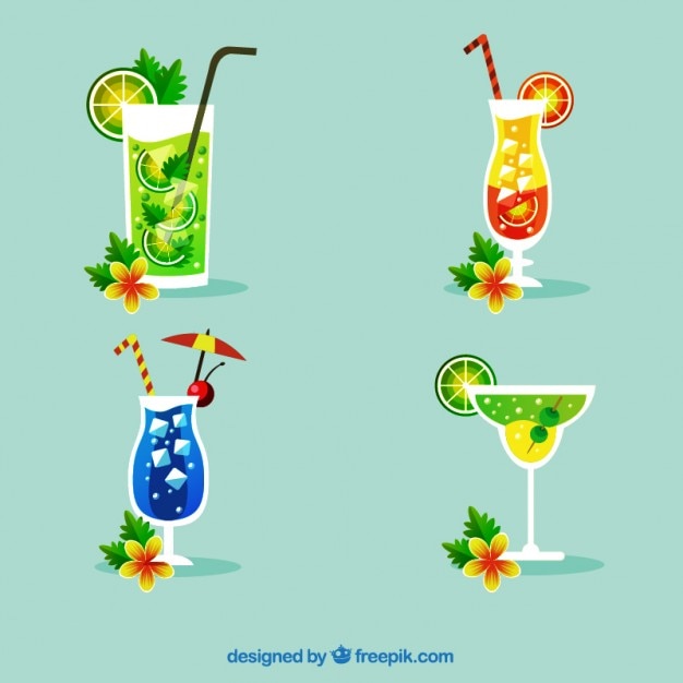 Vector gratuito pack de bebidas tropicales veraniegas