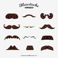 Vector gratuito pack de bigotes dibujados a mano