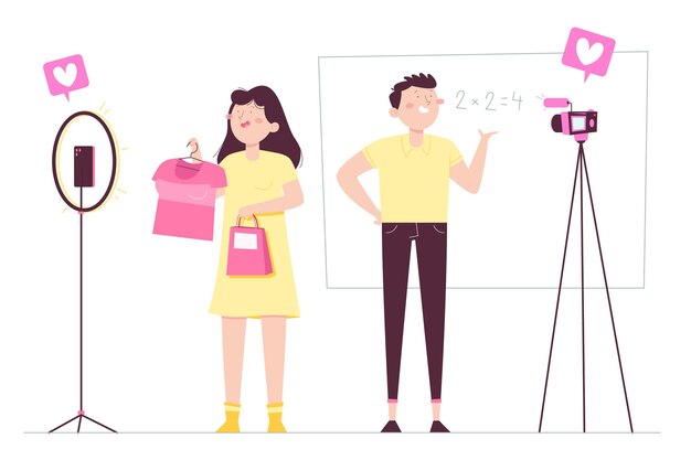 Pack bloggers planos dibujados a mano