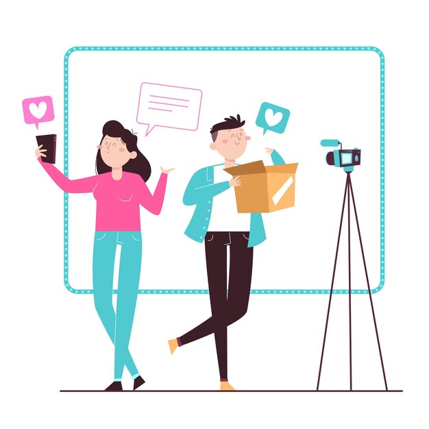 Pack bloggers planos dibujados a mano