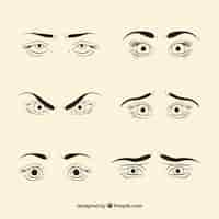 Vector gratuito pack de bocetos de ojos femeninos