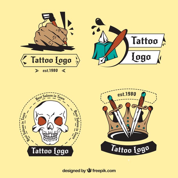 Pack de bocetos de tatuajes en estilo vintage