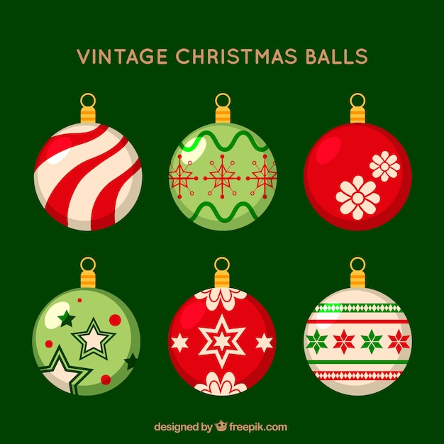 Pack de bolas decorativas de navidad en diseño plano 