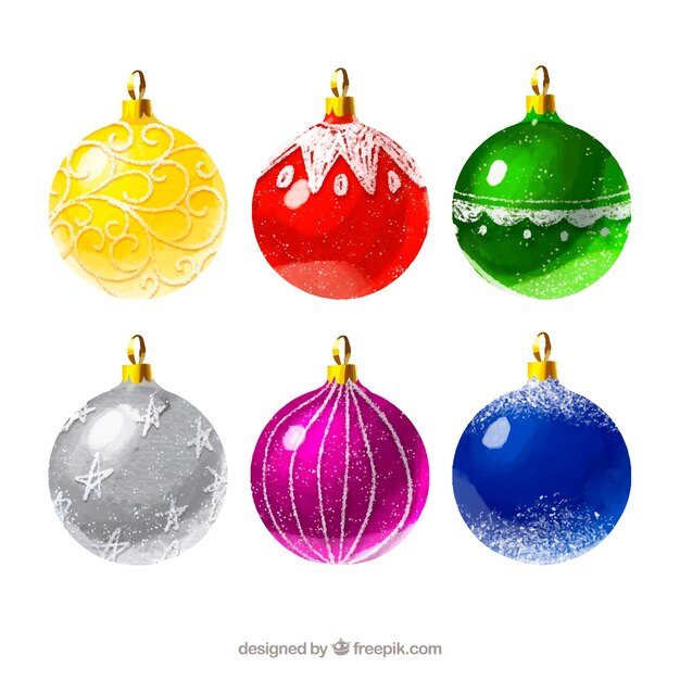 Pack de bolas de navidad de acuarela