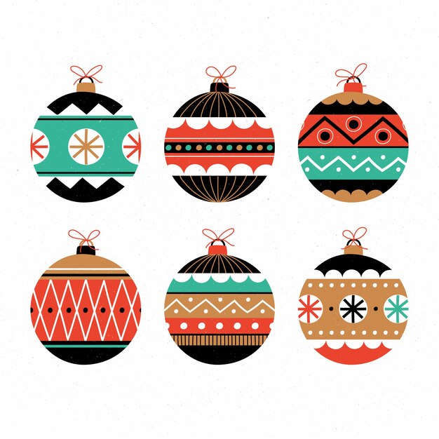 Pack de bolas de navidad dibujadas a mano