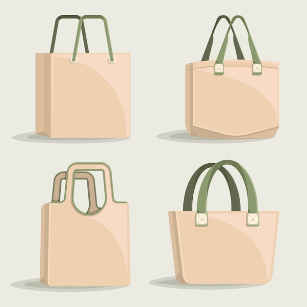 Vector gratuito pack de bolsa de tela de diseño plano