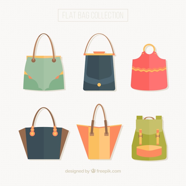 Vector gratuito pack de bolsos bonitos en estilo plano