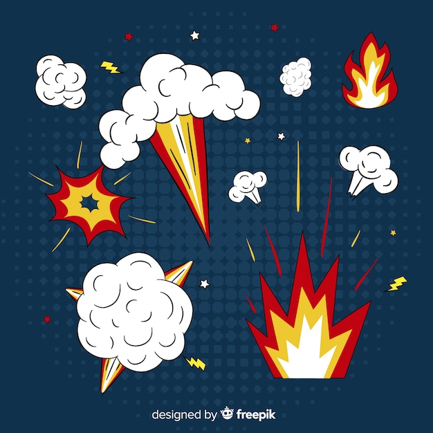 Vector gratuito pack de bombas y efectos de explosión.