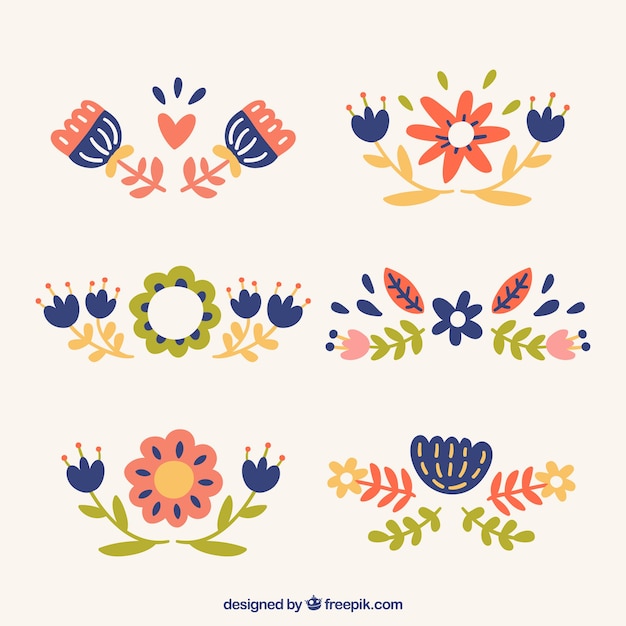 Vector gratuito pack de bonitas flores ornamentales