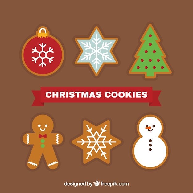 Vector gratuito pack de bonitas galletas de adornos de navidad