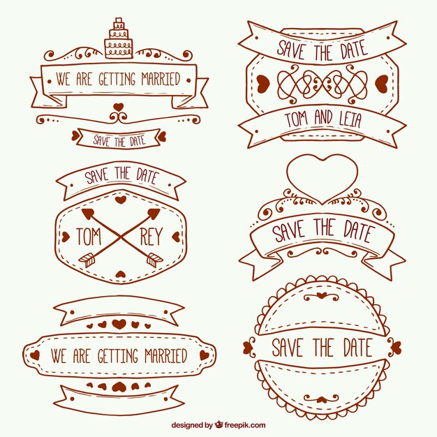 Pack de bonitas insignias de boda