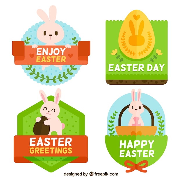 Vector gratuito pack de bonitas pegatinas de pascua