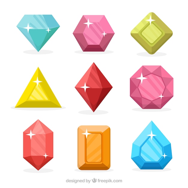 Vector gratuito pack de bonitas piedras preciosas