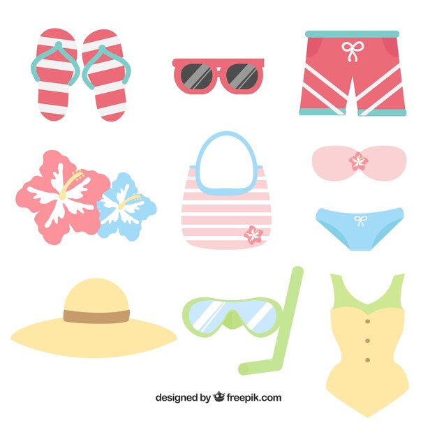 Pack bonito de objetos veraniegos decorativos