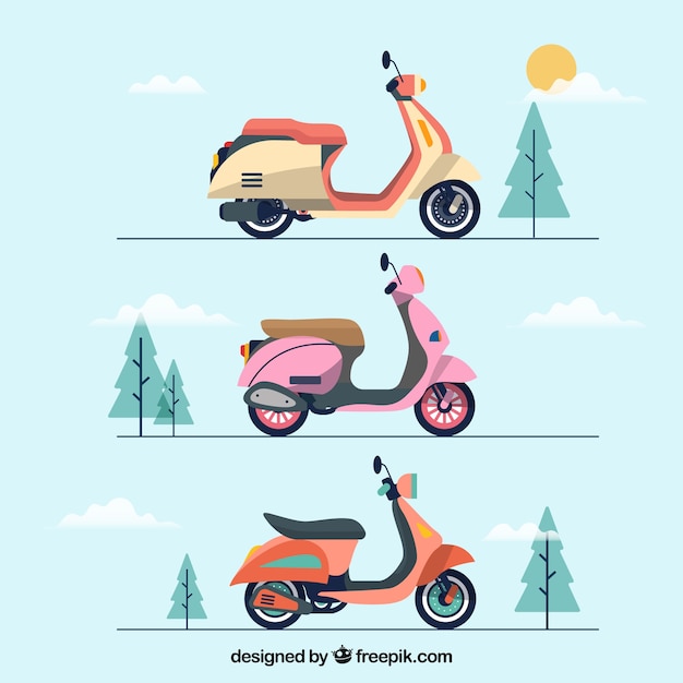 Vector gratuito pack bonito de scooters eléctricos