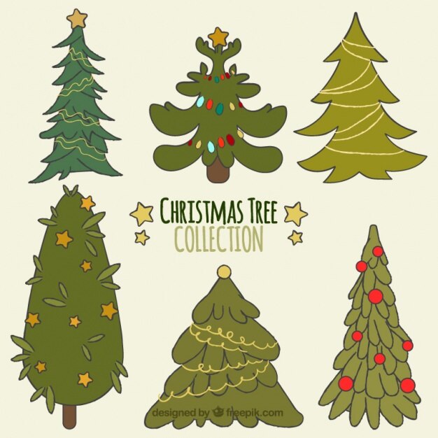Pack de bonitos árboles de navidad con adornos 