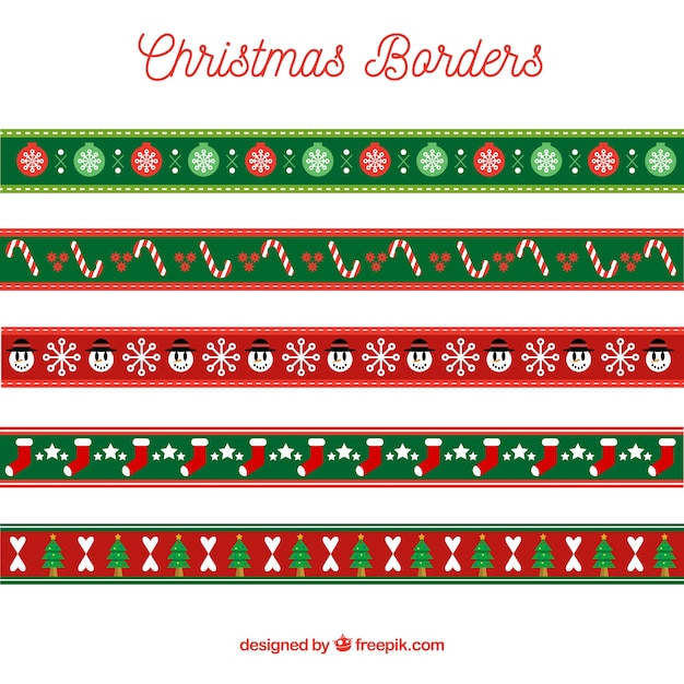 Vector gratuito pack de bonitos bordes decorativos navideños