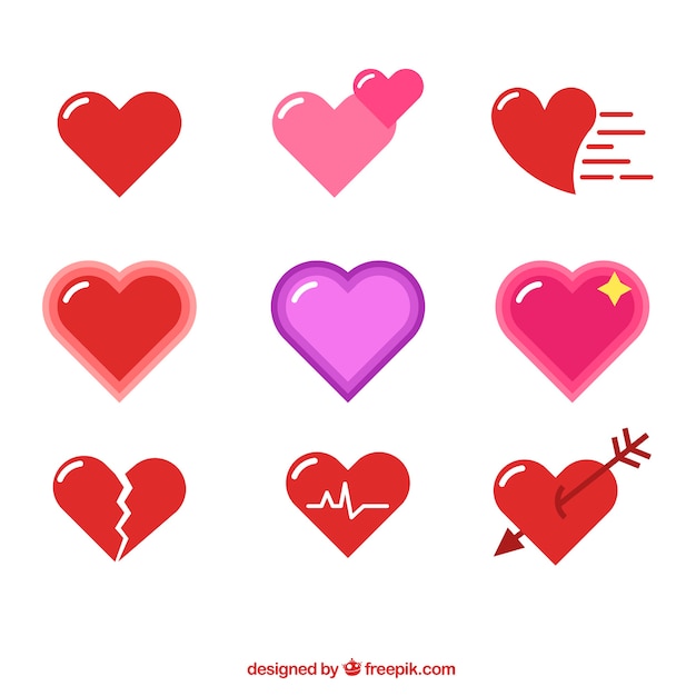 Vector gratuito pack de bonitos corazones