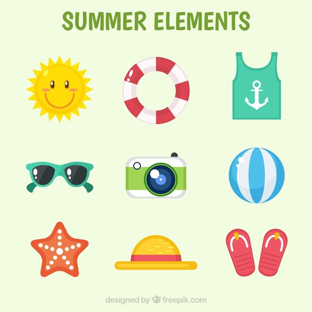 Pack de bonitos elementos de verano