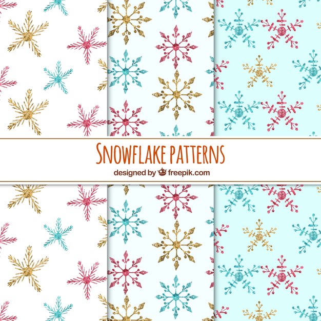 Pack de bonitos patrones de copos de nieve 