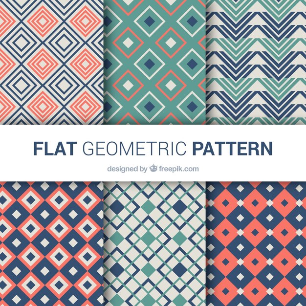 Pack de bonitos patrones de formas geométricas en estilo vintage