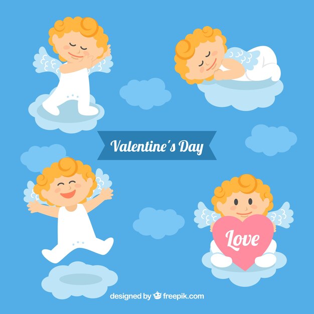 Vector gratuito pack de bonitos personajes de cupido