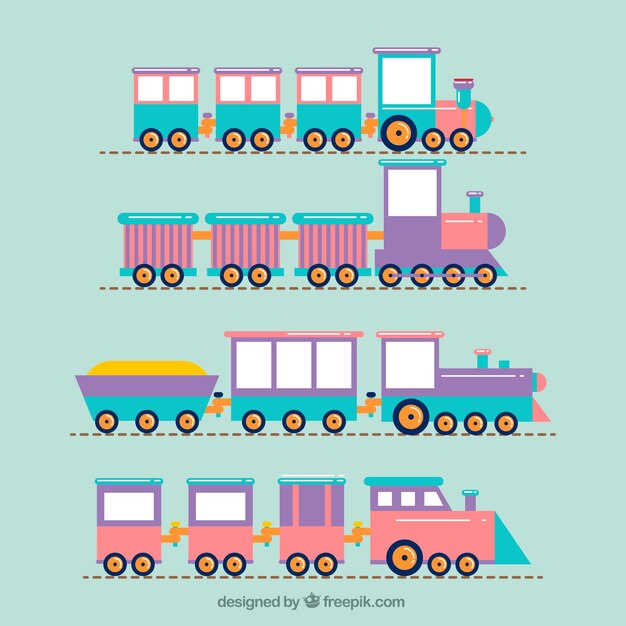 Pack de bonitos trenes de juguetes 