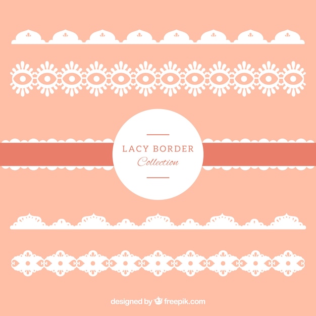 Pack de bordes decorativos de encaje en diseño plano 