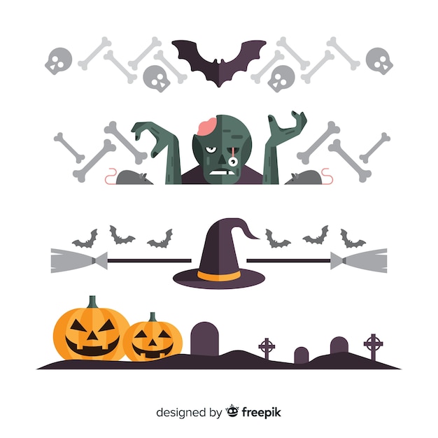 Vector gratuito pack de bordes de halloween