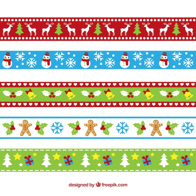 Vector gratuito pack de bordes ornamentales de navidad