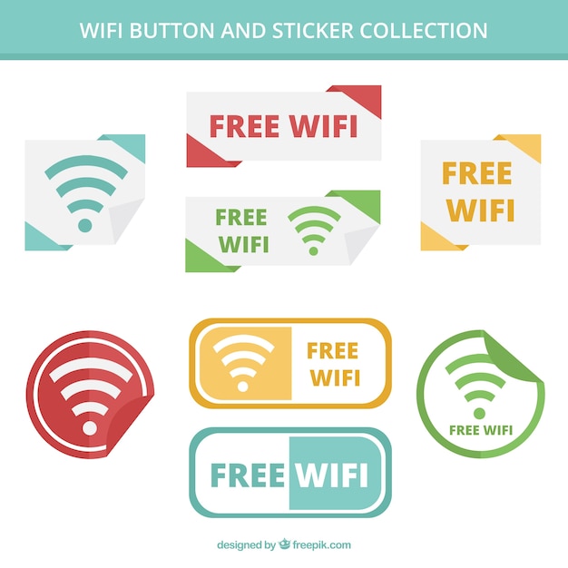 Pack de botones y pegatinas wifi